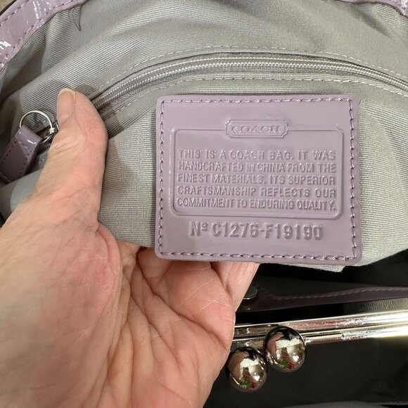 Coach Signature C KISS LOCK Shoulder Bag Lavender Purple F19190 - Picture 5 of 15
